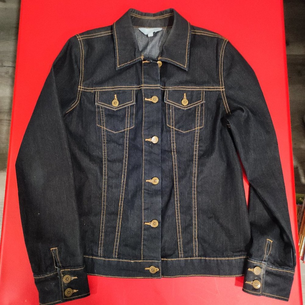 Denver Hayes denim / jean jacket very dark blue women's size M